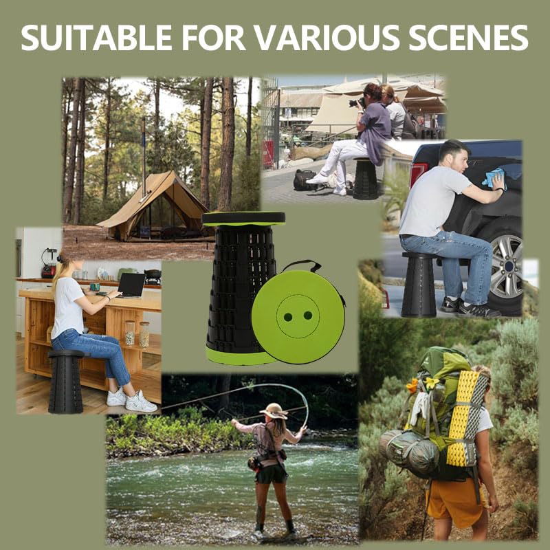 Image of JAEMEYEM Collapsible Stool Chair, Upgraded Folding Stool for Adults Lightweight, Sturdy, Adjustable, Portable, Foldable Seat Sturdy Stools for Outdoor Camping Fishing Hiking Gardening BBQ