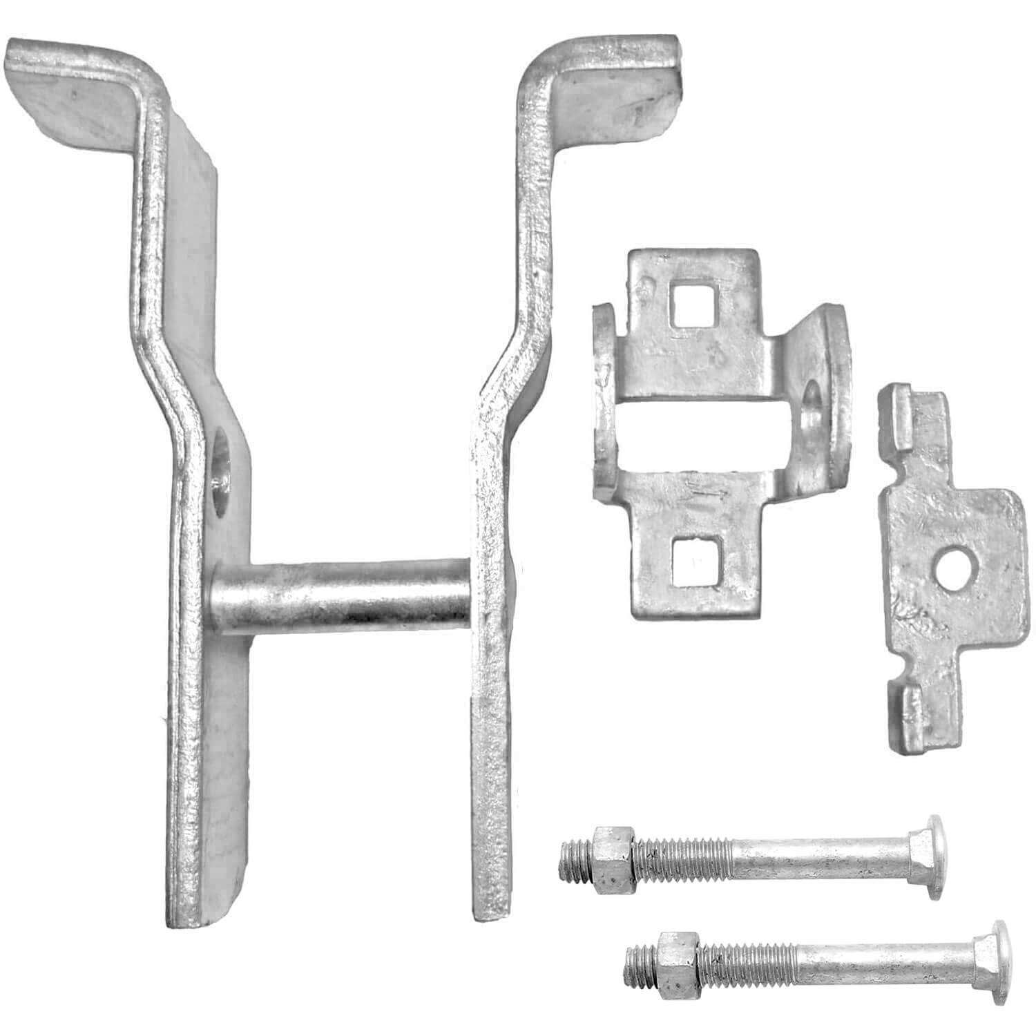 Jake Sales Pestillo de fulcrum de puerta única para valla de eslabones de cadena de 2-1/2 pulgadas. Se adapta a marcos de puerta de 1-5/8 pulgadas o 1-7/8 pulgadas. Se cierra a poste de 2-1/2