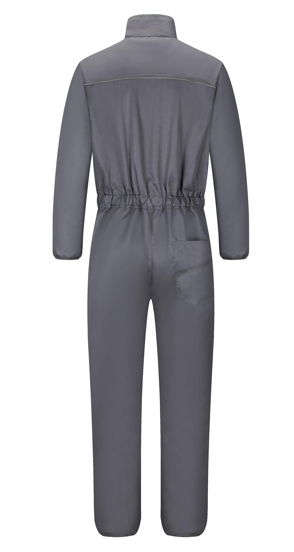 Homme Manche Longue Salopette de Travail col Montant Combinaison de Travail Performance Stretch Nombreuses Poches Respirant Vêtements de Travail Mécaniciens en Polycoton (S, Gris)