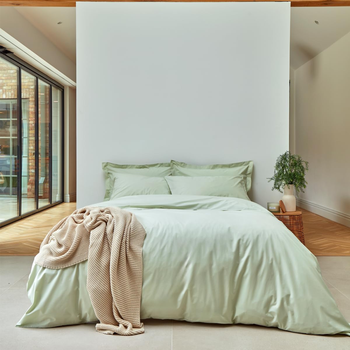 Christy 200TC Organic Double Duvet Cover Set, Sage