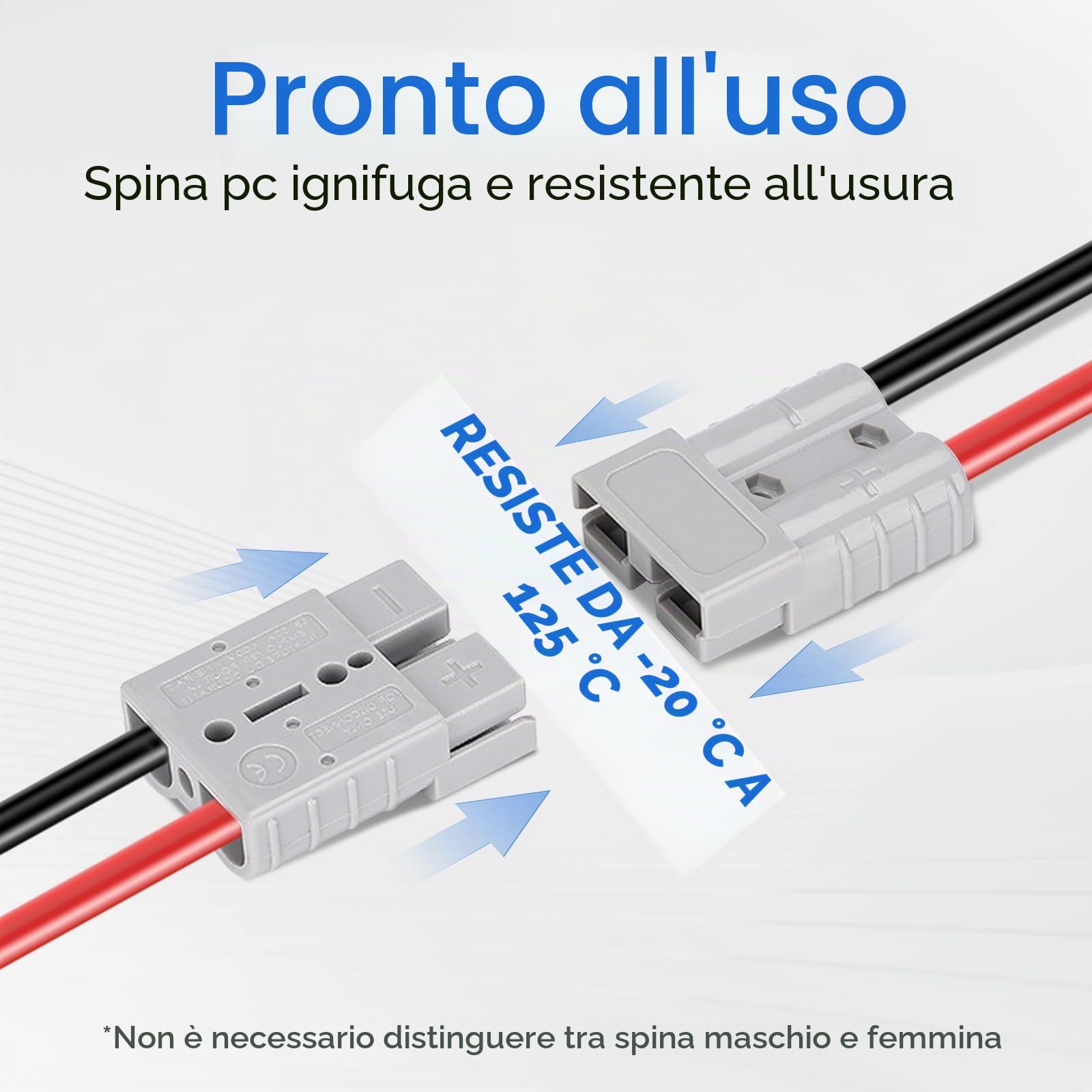 DCHOUSE 1 connettore batteria da 120 A, 4 AWG, 600 V, cavo batteria M8, connettori rapidi impermeabili per il trasferimento di corrente di batterie Lifepo4, carrello da golf