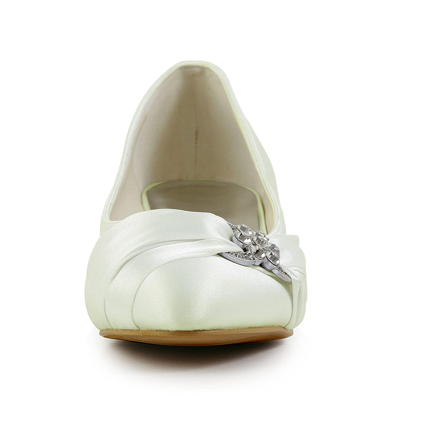 JIAJIA Braut 0112A Satin Niedriger Absatz Geschlossene Zehen Abschlussball Party Tanzen Hochzeit Schuhe Damen Pumps