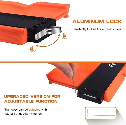 Miniatura 2 de Feeke - Medidor de contorno, duplicador ajustable con cerradura, copia con precisión de forma irregular, trazado de soldadura irregular para