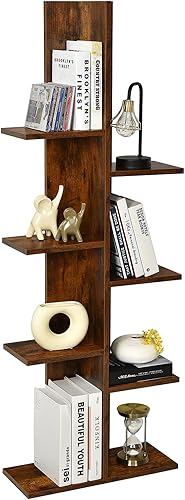 Tangkula Estantería de 8 estantes, estantería de madera para árbol con 8 estantes para libros, 20 pulgadas de largo x 8 pulgadas de ancho x 55.5