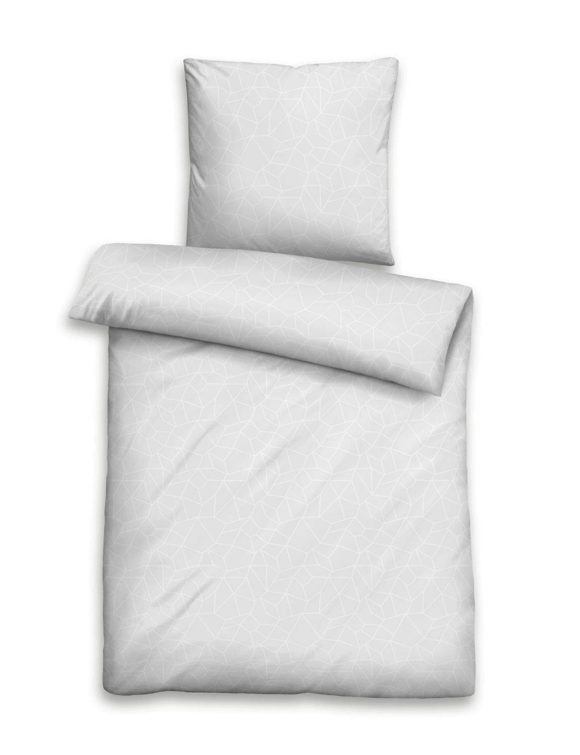 biberna 0676067 Bed Linen Pillowcase GOTS Jacqaurd Satin 1 x 40 x 80 cm Storm Grey