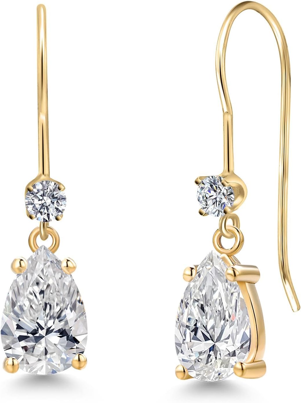 Gem Stone King 1.53 Cttw IGI Certified Lab Grown Diamond in 14K Yellow Gold Earrings for Women | Pear Shape Center Diamond 0.70 Ct | E-F Color | VS1-VS2 Clarity