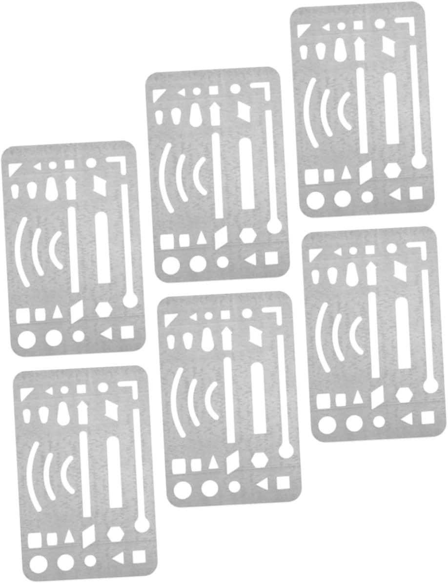 TEHAUX 6Pcs Stainless Steel Erasing Shield Drawing Template Drafting Stencil for Artists and Designers Portable Tool for Precise Erasing and Craft Projects