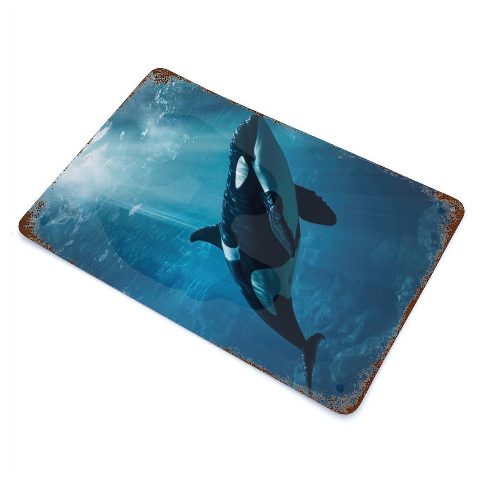 Garage Style Majestic Orca Whale Killer Vintage Rust Metal Sign 11.8"x7.9", Retro Wall Decor for Bar And Workshop