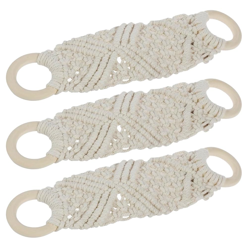 CTRLZS 3Pcs Crochet Dish Towel Holder, Macrame Knit Hanging Kitchen Towel Holder with Loop Crochet Towel Ring