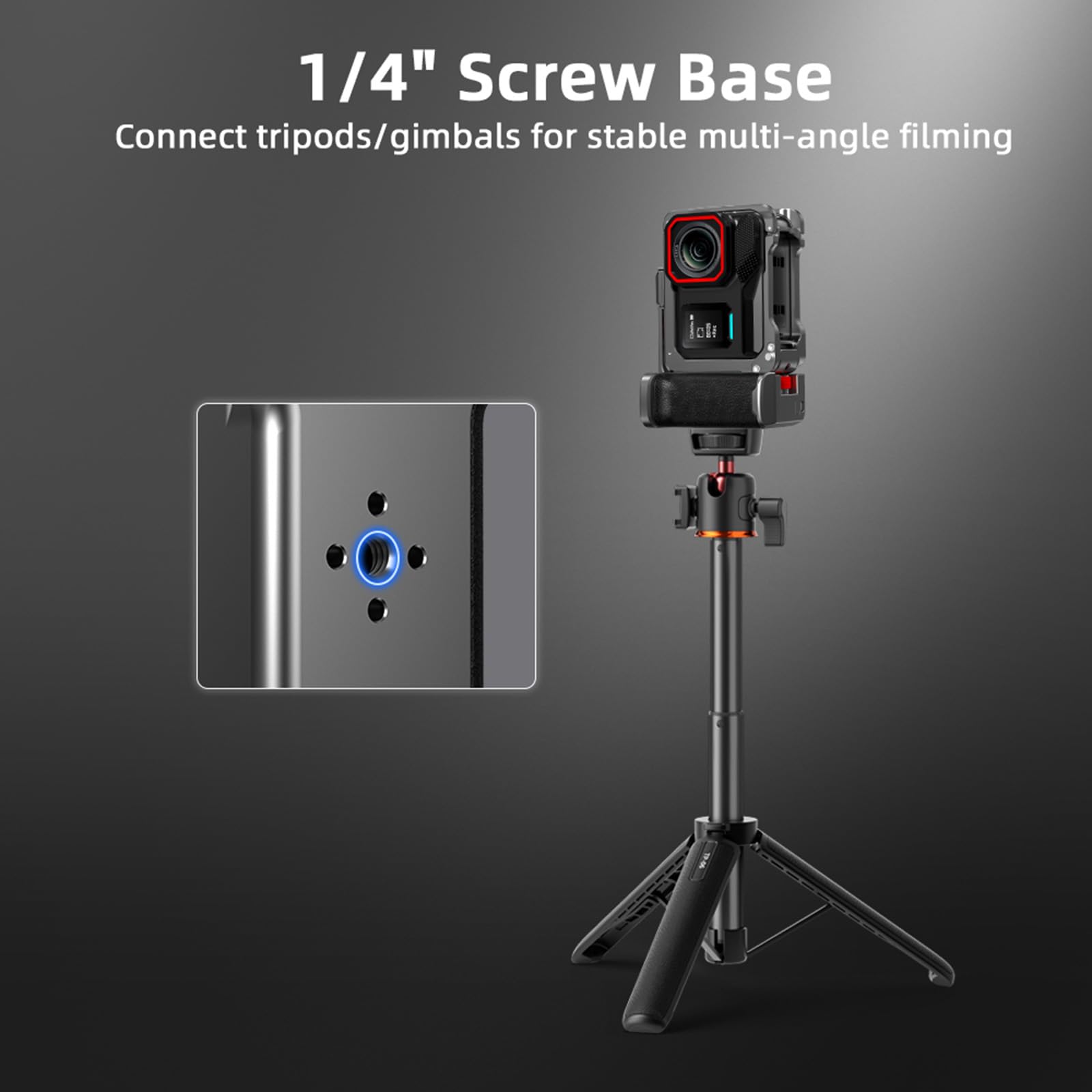 Kaninchenkäfig mit Aluminiumrahmen für Insta360 Ace Pro 2/Ace Pro, Griff mit Auslöserknopf, Schutzhülle, mit Silikon-Objektivdeckel, 6,35 mm Schraube und Zubehör für Kaltschuhe