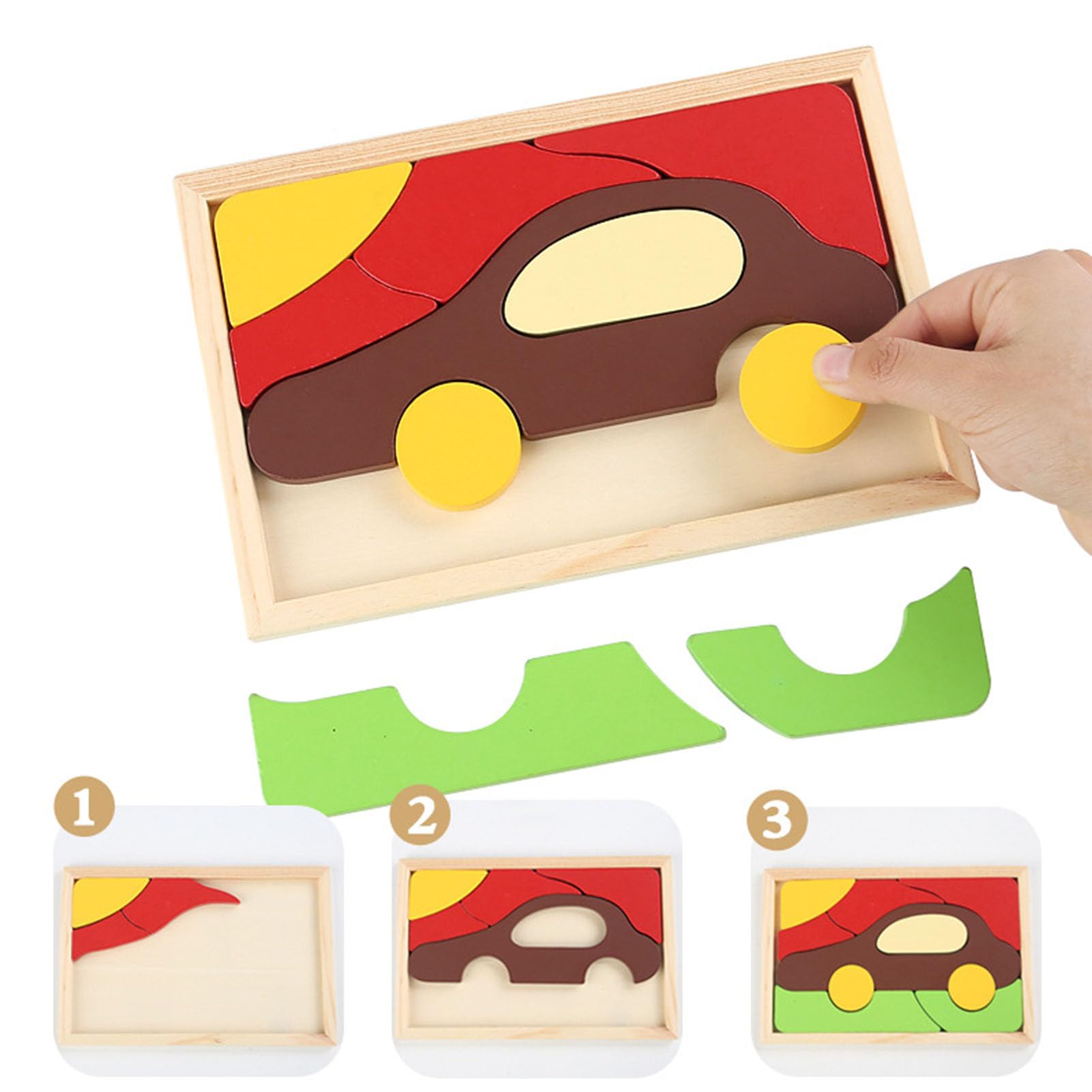 Puzzle di Forme di Animali e Veicoli, Giocattolo Cognitivo Montessori per la Prima Infanzia,Set