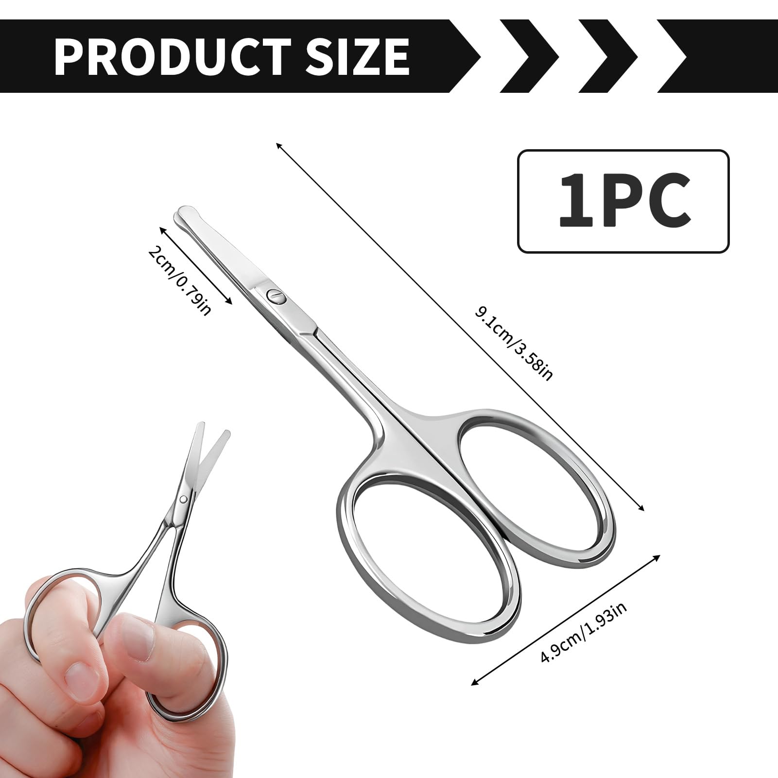 Jetstream Ciseaux Ongles, Ciseaux ongles Bout Rond, Conception à Bords Ronds, Extrêmement Tranchant, Petits ciseaux Adaptés Aux Ongles des Doigts et des Orteils, Argenté