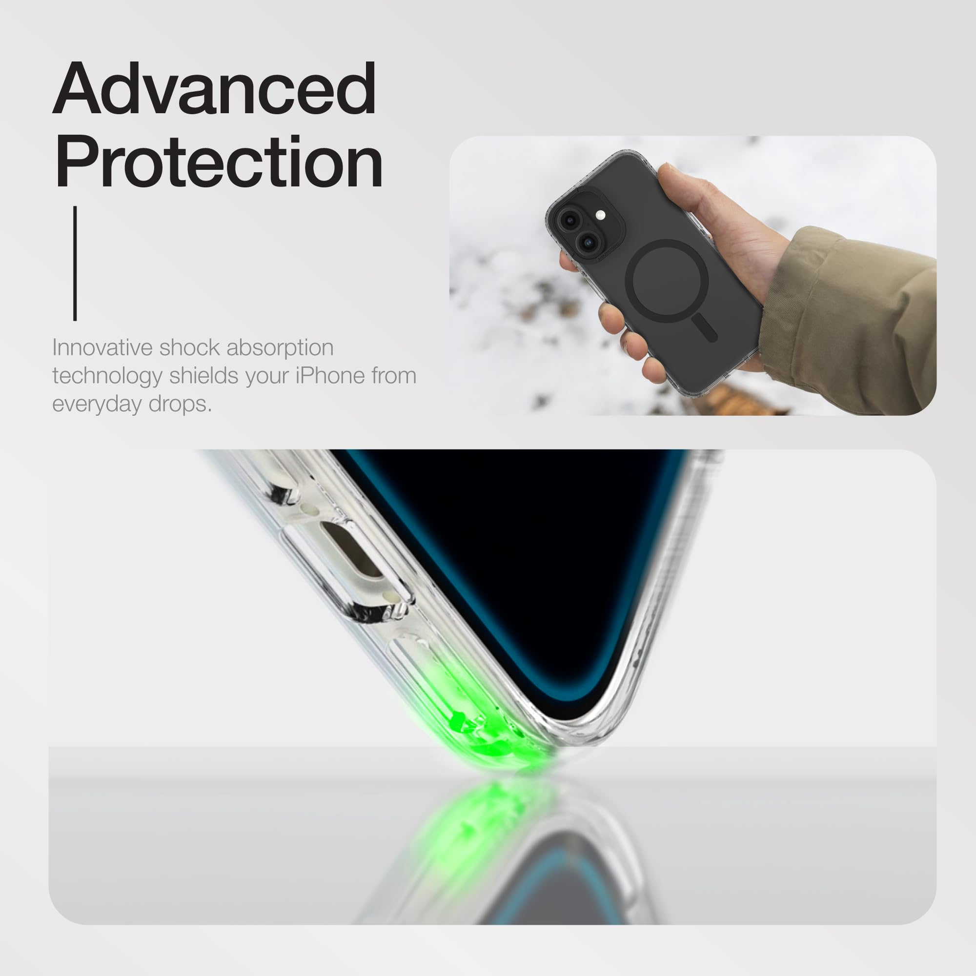 AMAZINGthing Custodia per 17 Pro Max [Titan Pro], compatibile con accessori, a prova di caduta, custodia magnetica per telefono, protezione di grado militare, anti ingiallimento, trasparente, nero