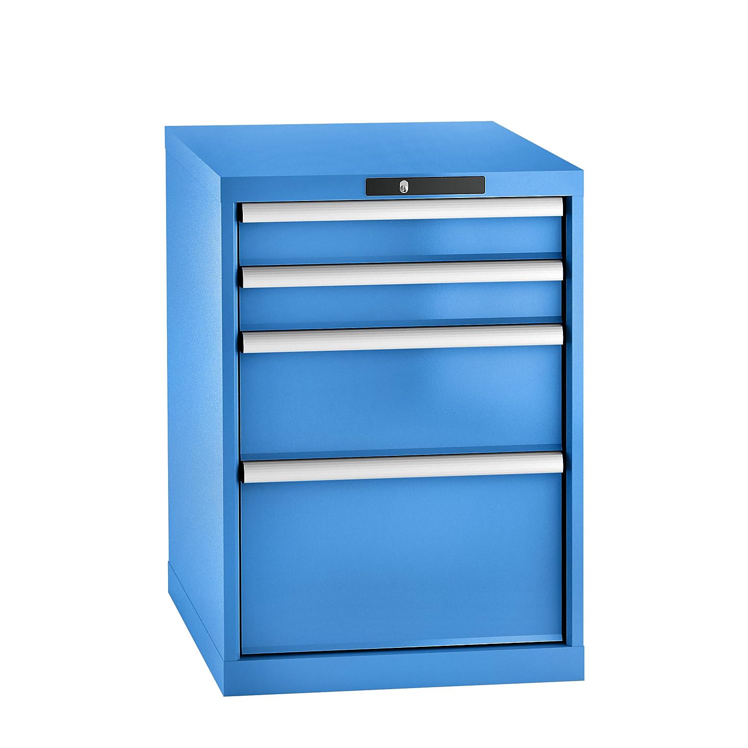 Cajonera, chapa de acero, H x A 800 x 564 mm, 4 cajones, azul luminoso. | Chapa de acero, H x A 800 x 564 mm, 4 cajones, azul luminoso