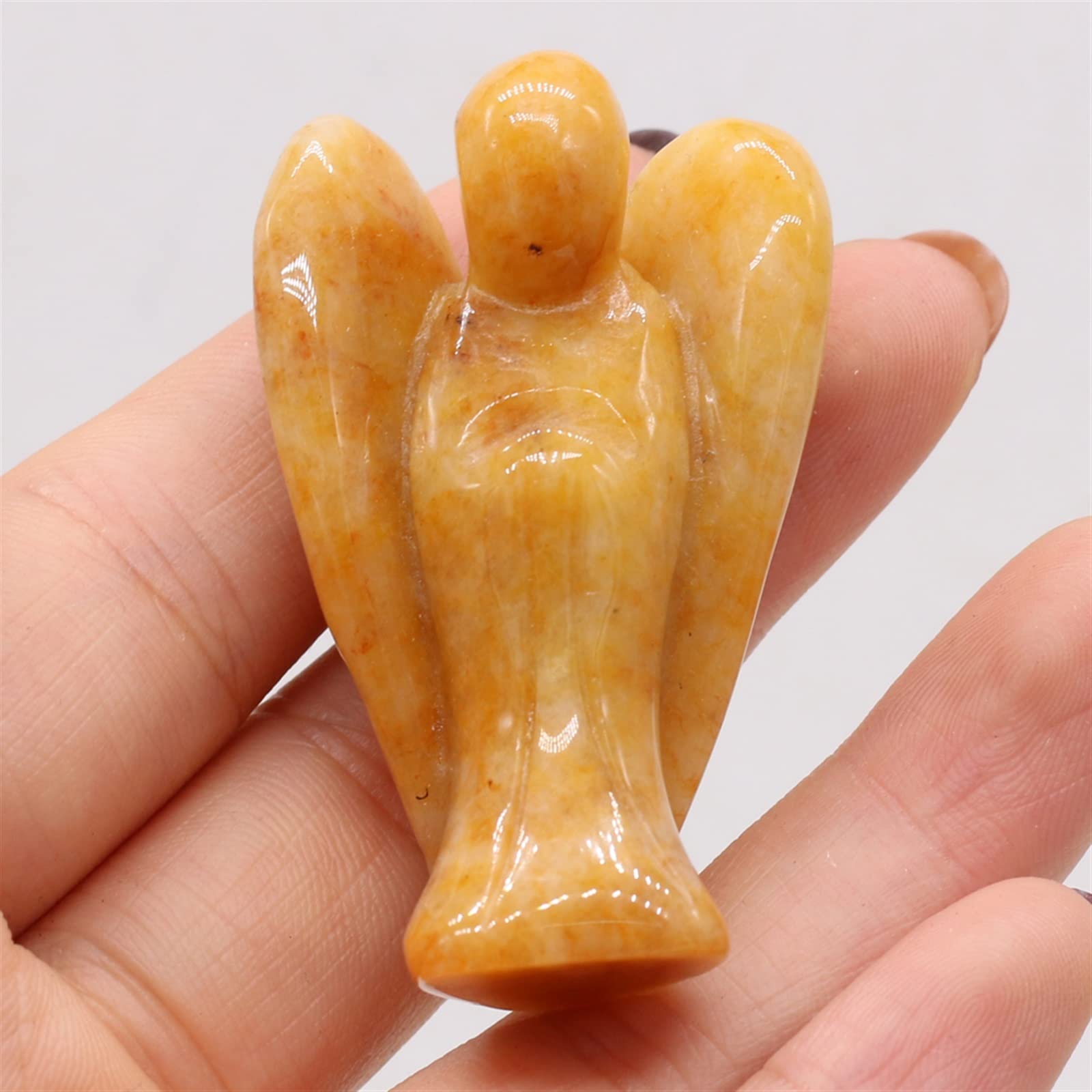 30g Naturstein Kristall Pendel Engel Form Home Dekoration Reiki Figur Statue Edelstein Ornament 50x35mm 1PC Geschenk Raumdekoration (Color : Yellow Jade, Size : 50x35mm)
