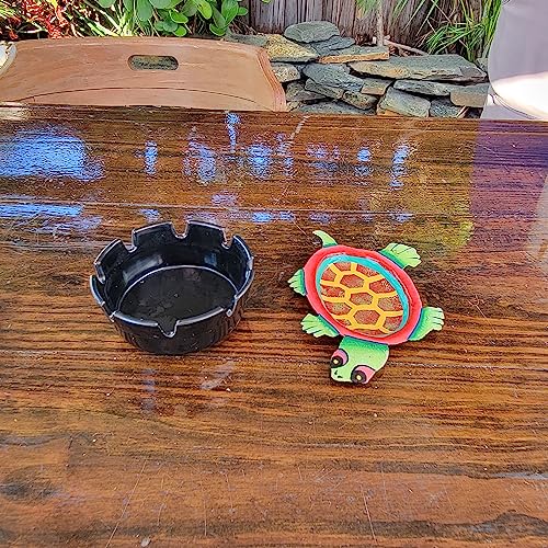 Image of Ashtray Turtle 6 x 4.25 x1 /2 inch Red Green Imported Haiti Crafts Hand Made Jewelry Holder