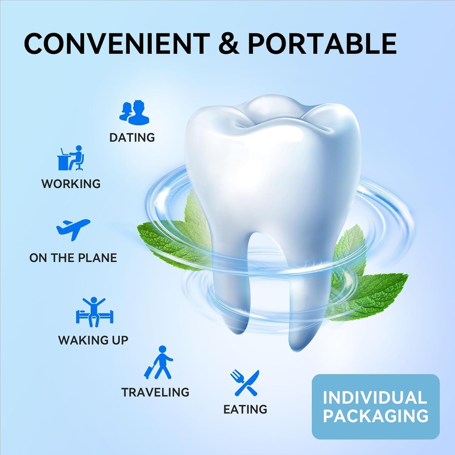 sunshot Mouthwash Travel Size - 30 Individual Packets of Fresh Mint, Portable Alcohol-Free Breath Freshener Strips for Airplane Cruises Camping, TSA Compliant Disposable Oral Care