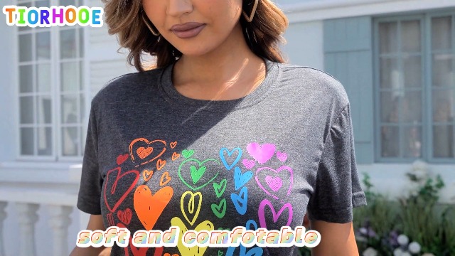 Débardeurs Femme Tiorhooe T-shirt Gay Pride Pour Femme Drapeau Arc-en-ciel Cu0153ur Chemises LGBT Pride Month T-shirt U00e0 Manches Courtes, Cyangreen2, S Tee Shirt Sans Manche Femme
