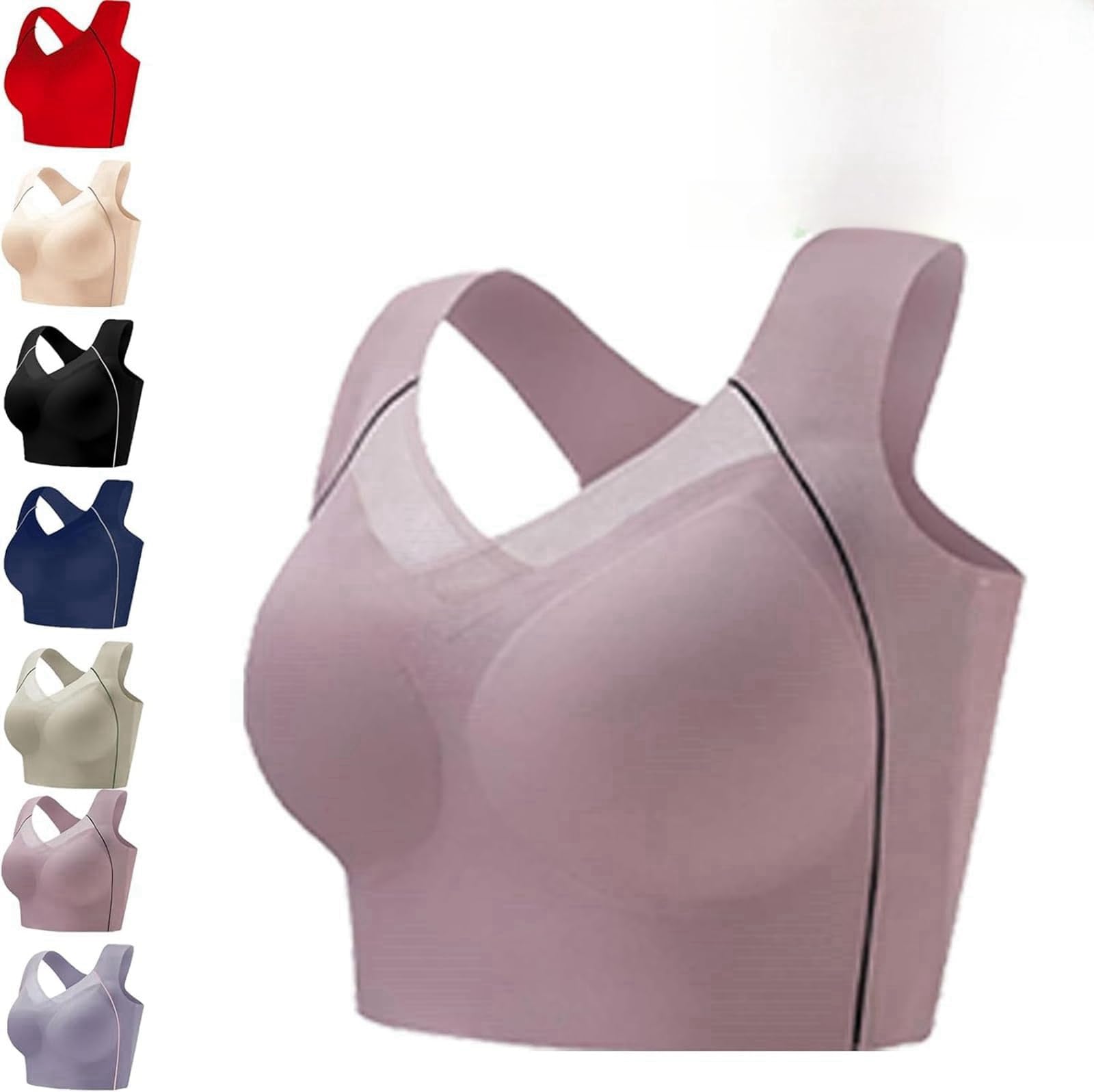 Liketonline Push-Up Full Cup Bra, Push up Full Cup Pads Large Size Breathable Bras, Wire Free Push-Up Bra, Back Support Bra (Pink,6XL)