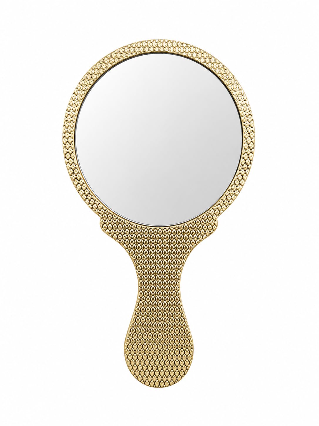 Golden Hand Mirror with Embossed Handle with Teddy Bear Desing at Back | Clear Reflection | Lightweight Handheld Mirror-image-36