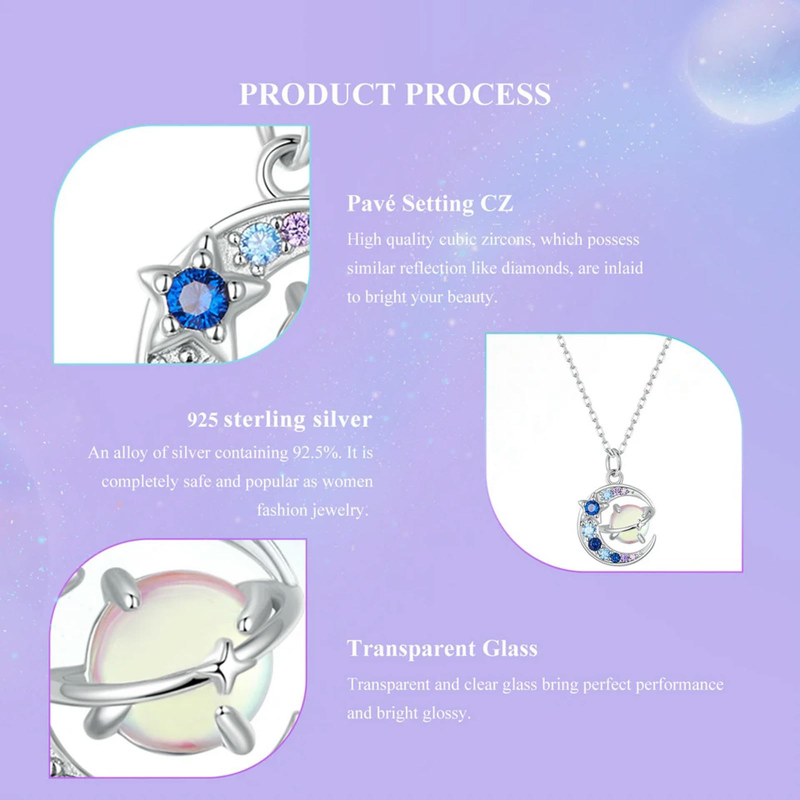 Collar De Planeta En Plata De Ley 925 Con Colgante De Estrella, Luna, Saturno, Universo Y Espacio, Joyería De Cumpleaños, Regalo Para Mujeres Y Niñas.