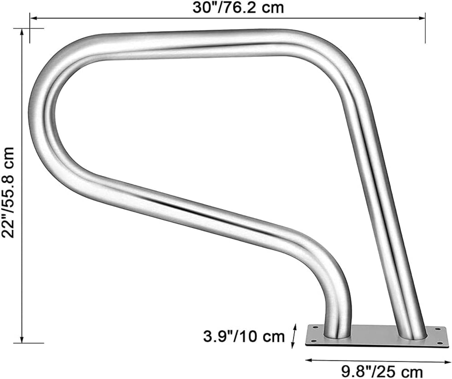 プールハンドレール、簡単なマウントハンドグラブレール付き湾曲した