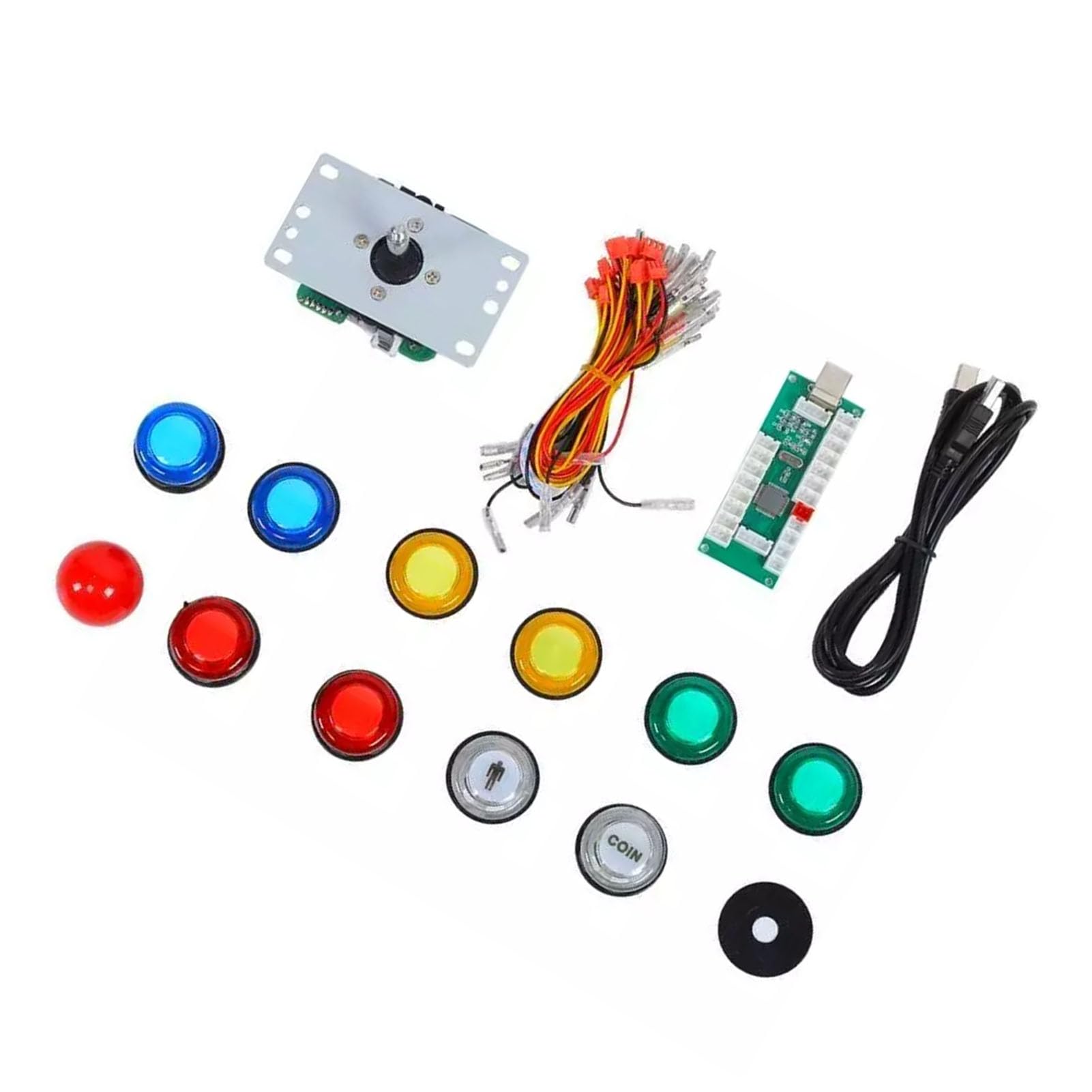 Tbest Kit Joystick Fai-da-te Circuito Joystick USB PC Joystick Pulsanti Illuminati Controller di Gioco per gli Appassionati di Giochi