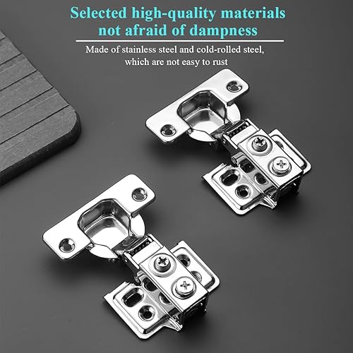 Miniatura 3 de Kyraton Bisagras de gabinete, paquete de 2 (1 par) de bisagras de cierre suave de acero inoxidable para armarios de cocina, bisagras de puerta de