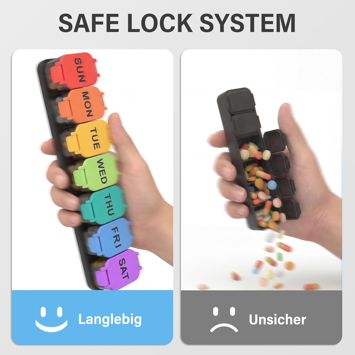 Extra Large Weekly Pill Organizer - Waterproof 7-Day Pill Box, Portable Vitamin & Supplement Case, Easy to Open Design, Ideal for Travel and Daily Medication Management - Image 7