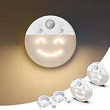 2 Stück Nachtlicht mit Bewegungsmelder, Dimmbar Nachtlampe Akku Aufladbar mit 4 Emotionen, 3000K Warmweiß Kinder Nachtlichter für Kinderzimmer, Flur, Treppe, Toilette
