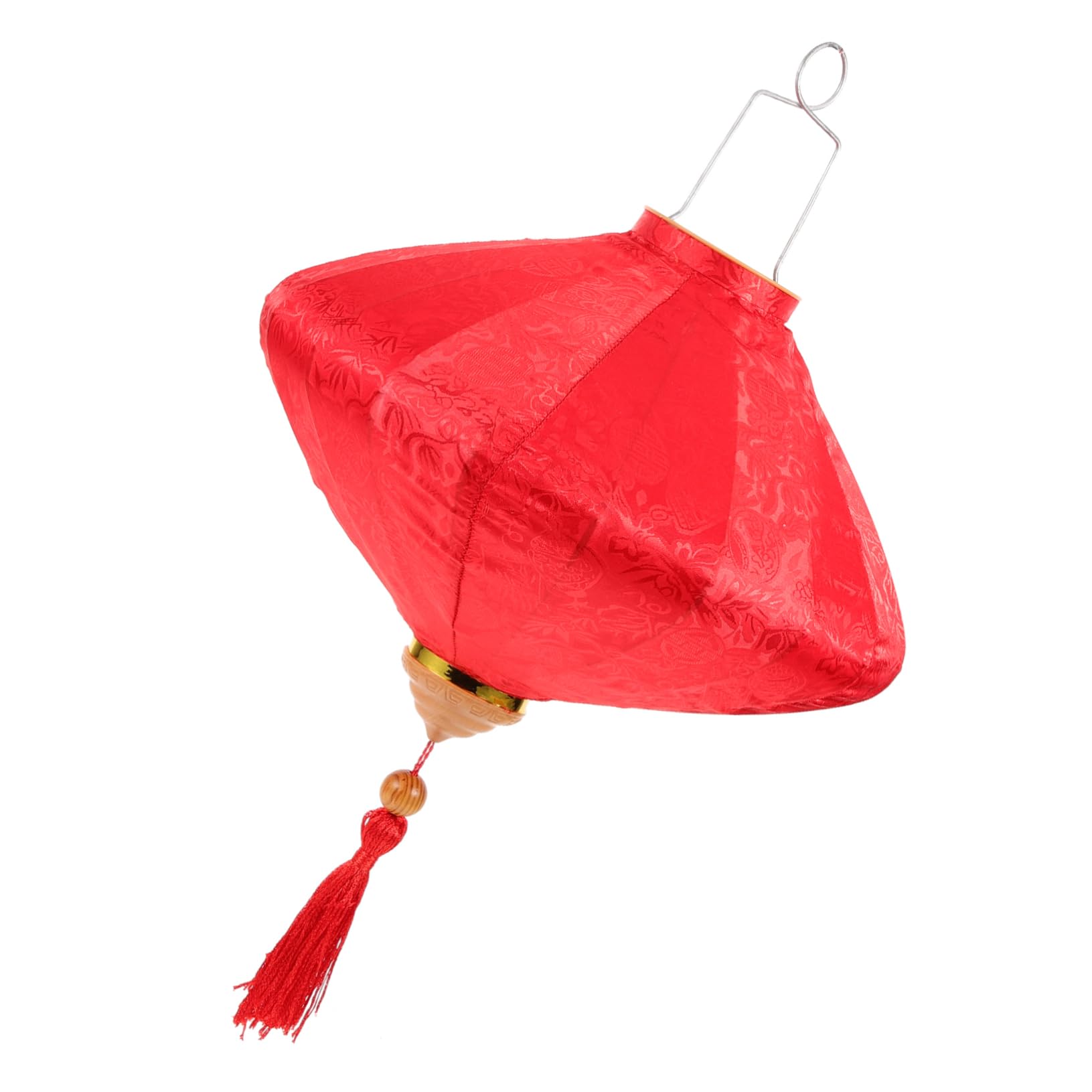 DOITOOL Lanterna Sospesa Vietnamita Decorativa Rossa 30 Cm in Metallo e Tessuto Per Festa Tradizionale, Giardino e Capodanno Motivo Floreale