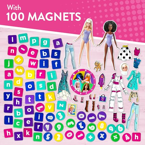 Barbie Magnetic Wooden Creation Station, Kids Play Board with Whiteboard, Magnetic Letters, Numbers, Dress-Up Outfits - Image 2