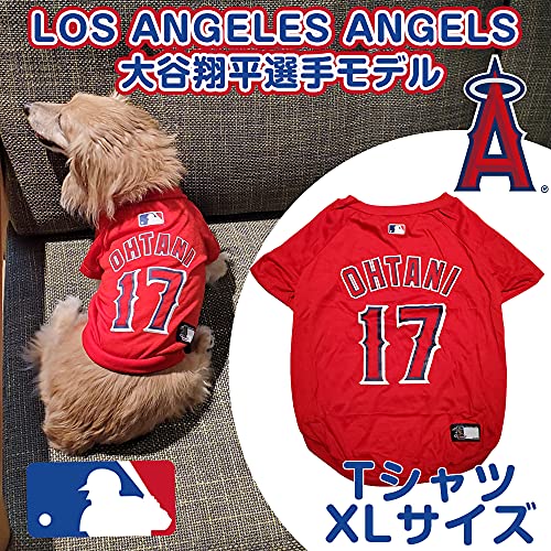 Image of MLBPA SHOHEI OHTANI #17 TEE Shirt for Dogs & Cats. MLB Los Angeles Angels Dog T-Shirt, X-Large | Sports Dress for Pets | Licensed Sporty Dog Shirt.