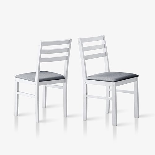 Livinia Seattle - Juego de 2 sillas de cocina y comedor modernas, estilo granja, tapizadas, de tela de madera maciza, asiento con respaldo de