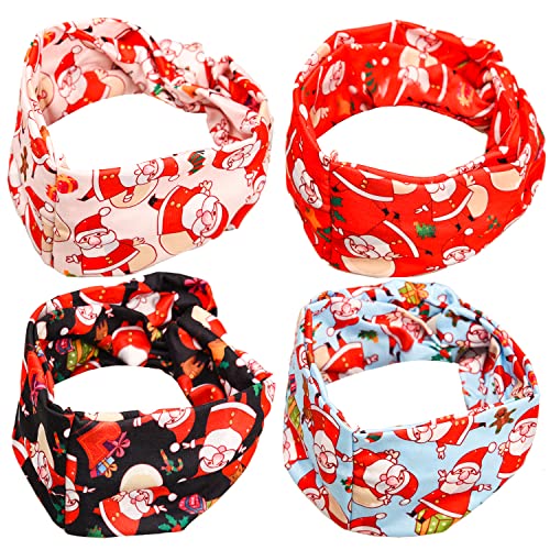 MFUOE 4 Pack Christmas Turban Headbands Twisted Head Wrap Elastic Turban Headband for Women Girls, Multicolor