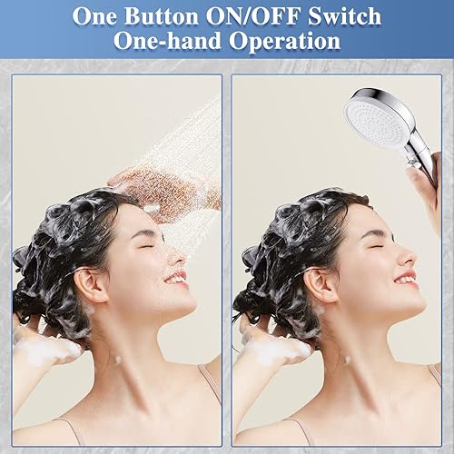 Miniatura 3 de DOILIESE Cabezal de ducha de mano con 2 soportes, ventosa y soportes superiores, cabezal de ducha de alta presión con botón de encendidoapagado,