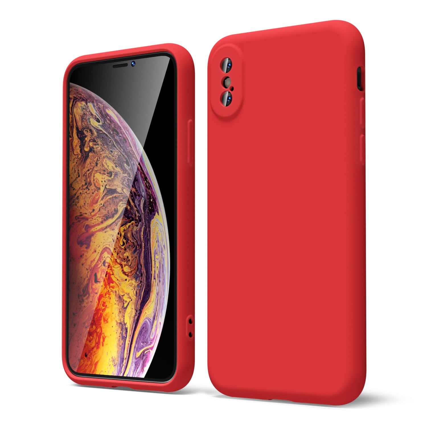 oakxco for iPhone X Case/iPhone 10 Xs Phone Case Liquid Silicone, Thin Slim  Soft Rubber Gel TPU Plain Simple Cover for Women Girl Cute, Matte Solid