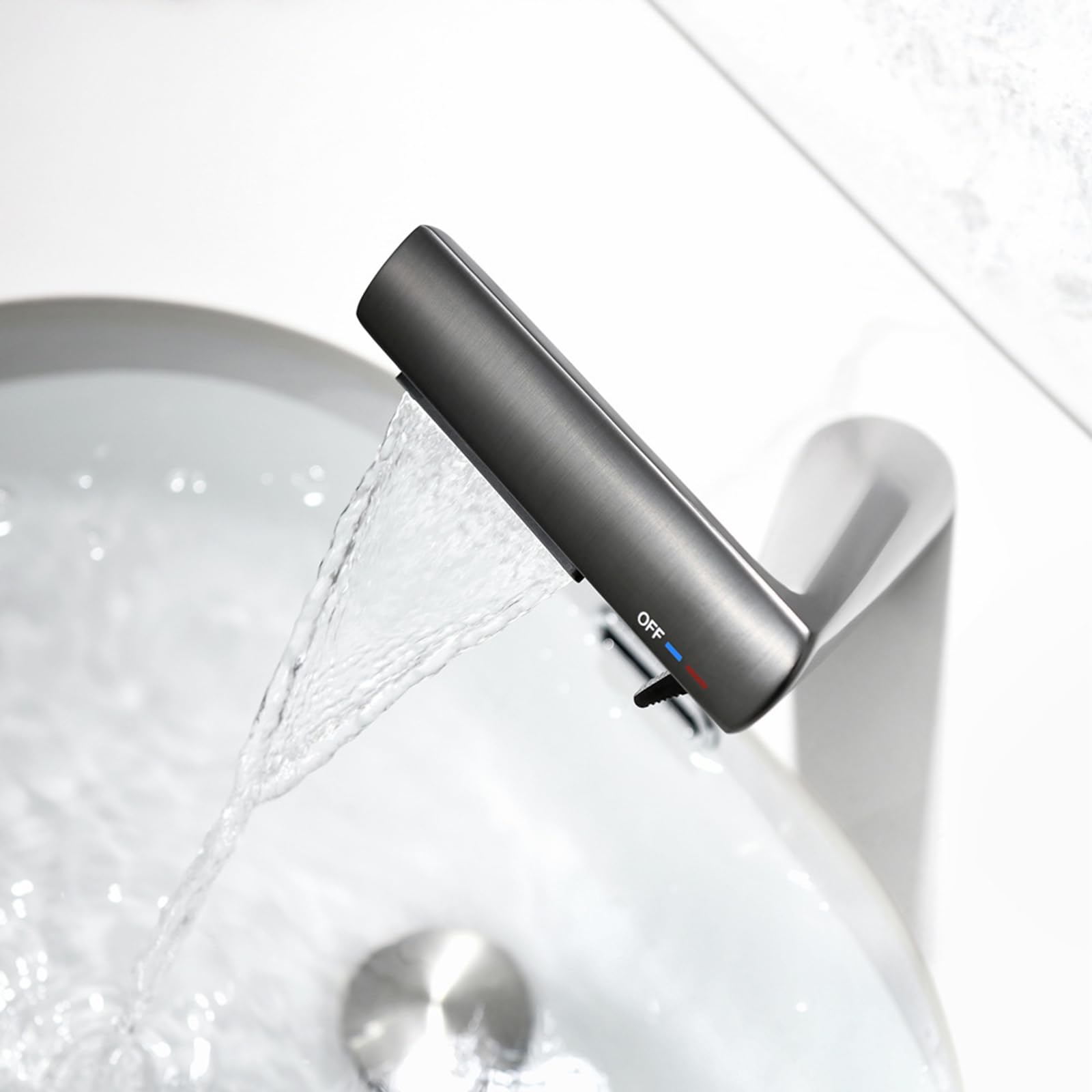 Wasserhahn Bad Armatur für Waschbecken Badezimmer Wasserfall Mischbatterien für Badezimmer Waschbecken heiß und kalt Einlochmontage Messing Bad Mischbatterie 1 Loch Badarmatur Chrom