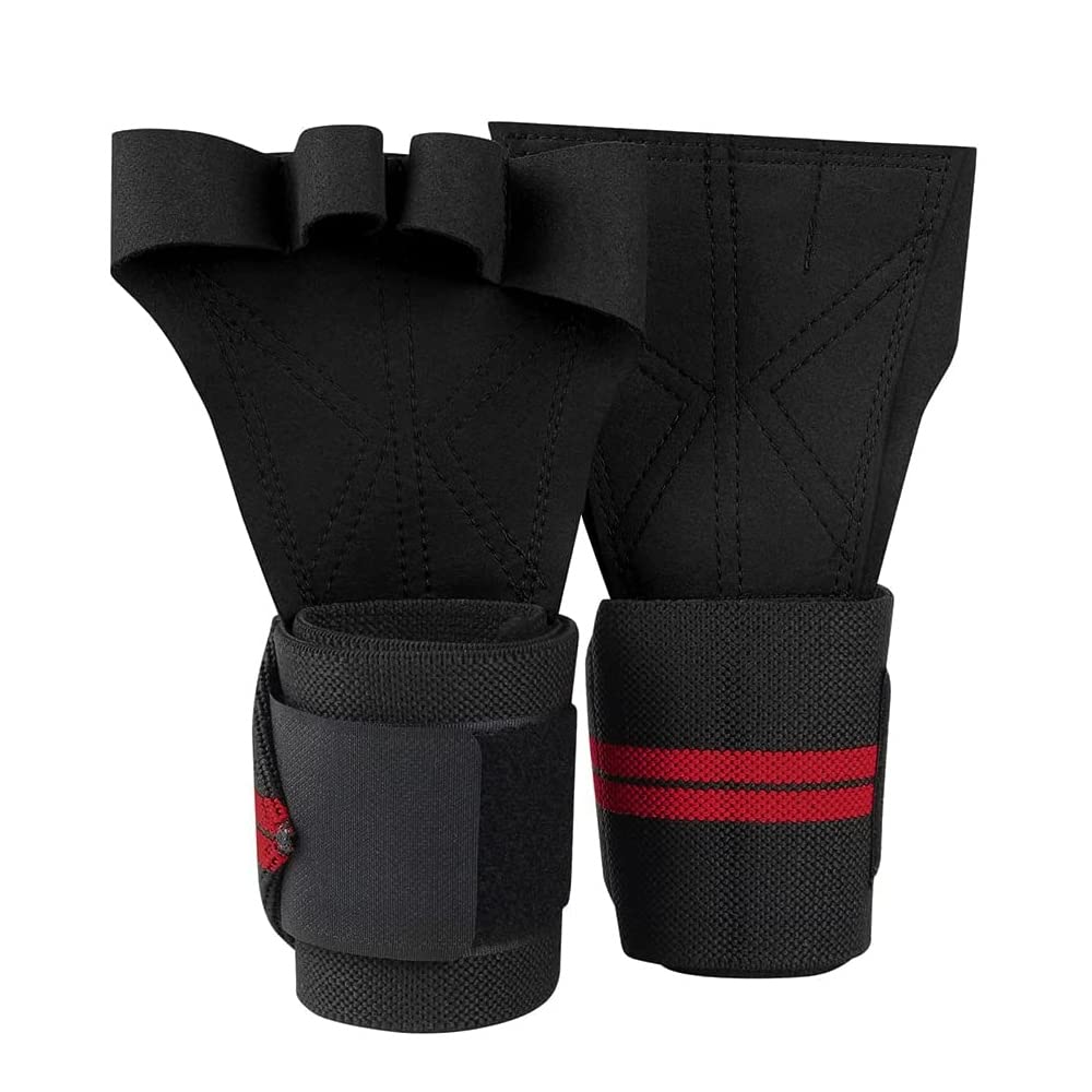 par de Guantes de Entrenamiento para Levantamiento de Pesas, Fitness, Deportes, Culturismo, empuñaduras de Gimnasia, Guantes Protectores de muñeca para Mano y Gimnasio (Negro M)