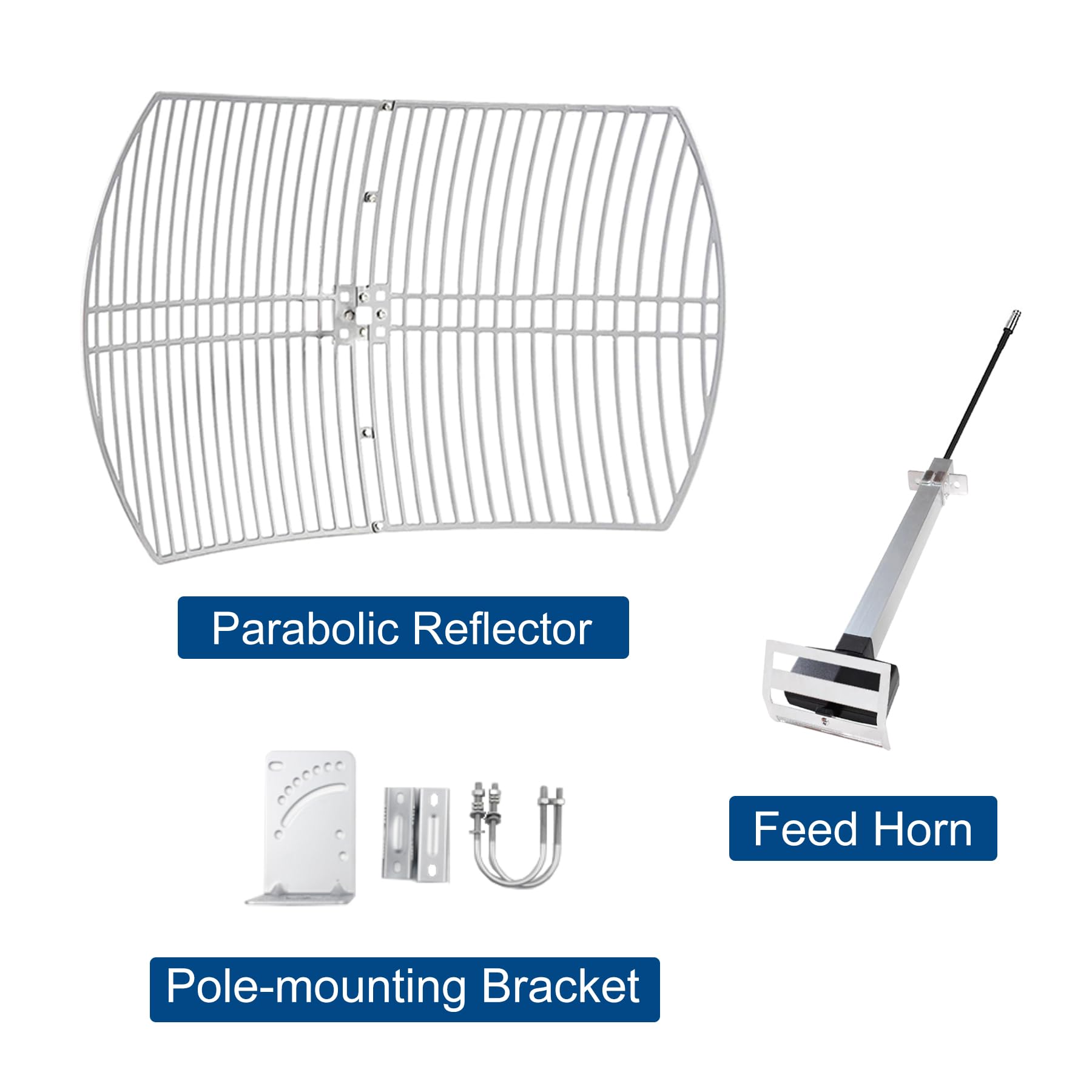 Antenne parabolique directionnelle extérieure à gain élevé 2,4 GHz 24 dBi (2400-2483 MHz) longue portée N-femelle connecteur pour caméra de sécurité routeur WI FI