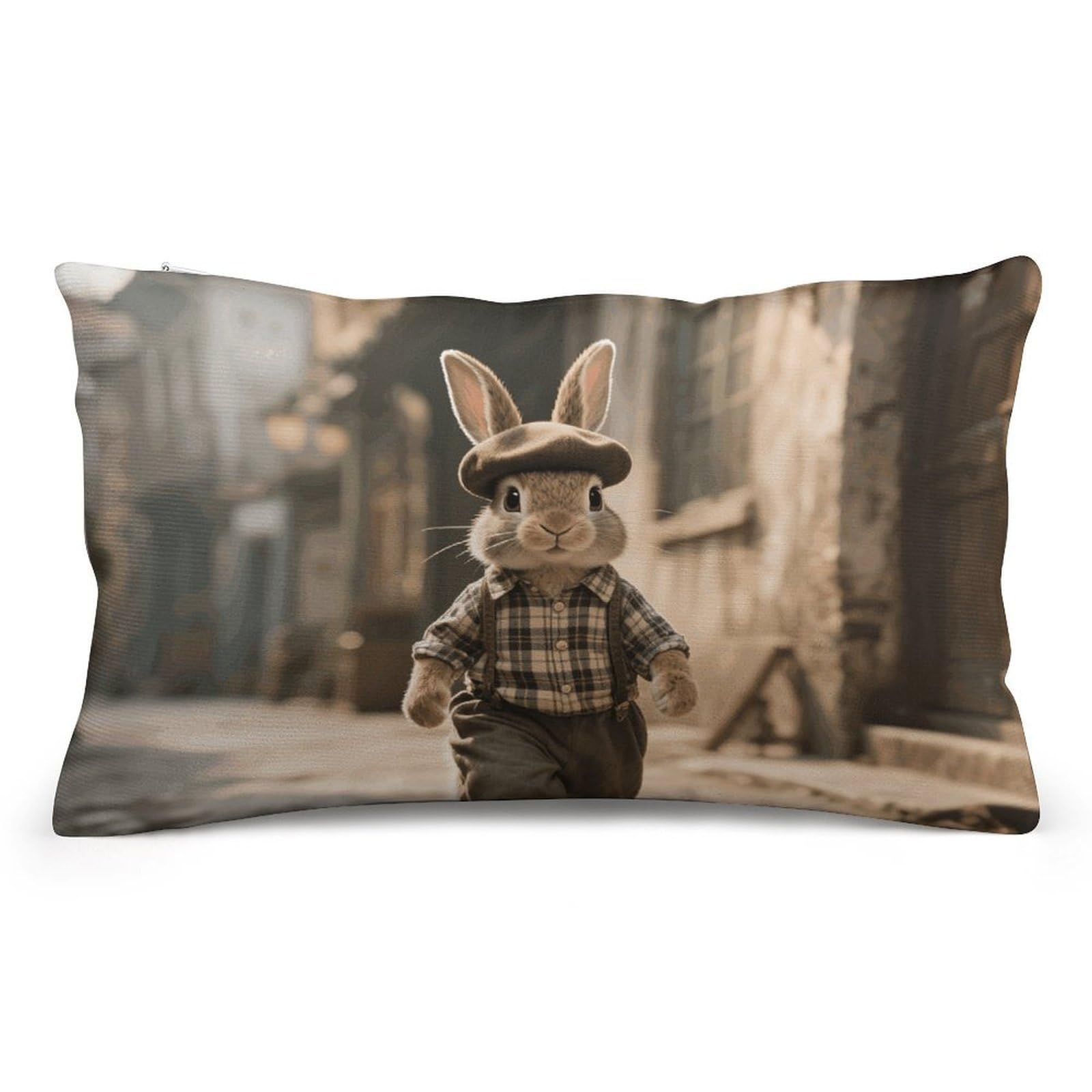Velvet Pillowcases Standard Size 8"x12", Ultra Soft Breathable Pillow Cases for Bed, Luxury Cozy Fuzzy Pillow Shams, Lumbar Pillow Cover, Retro Style Rabbit Cushion Case Home Decor