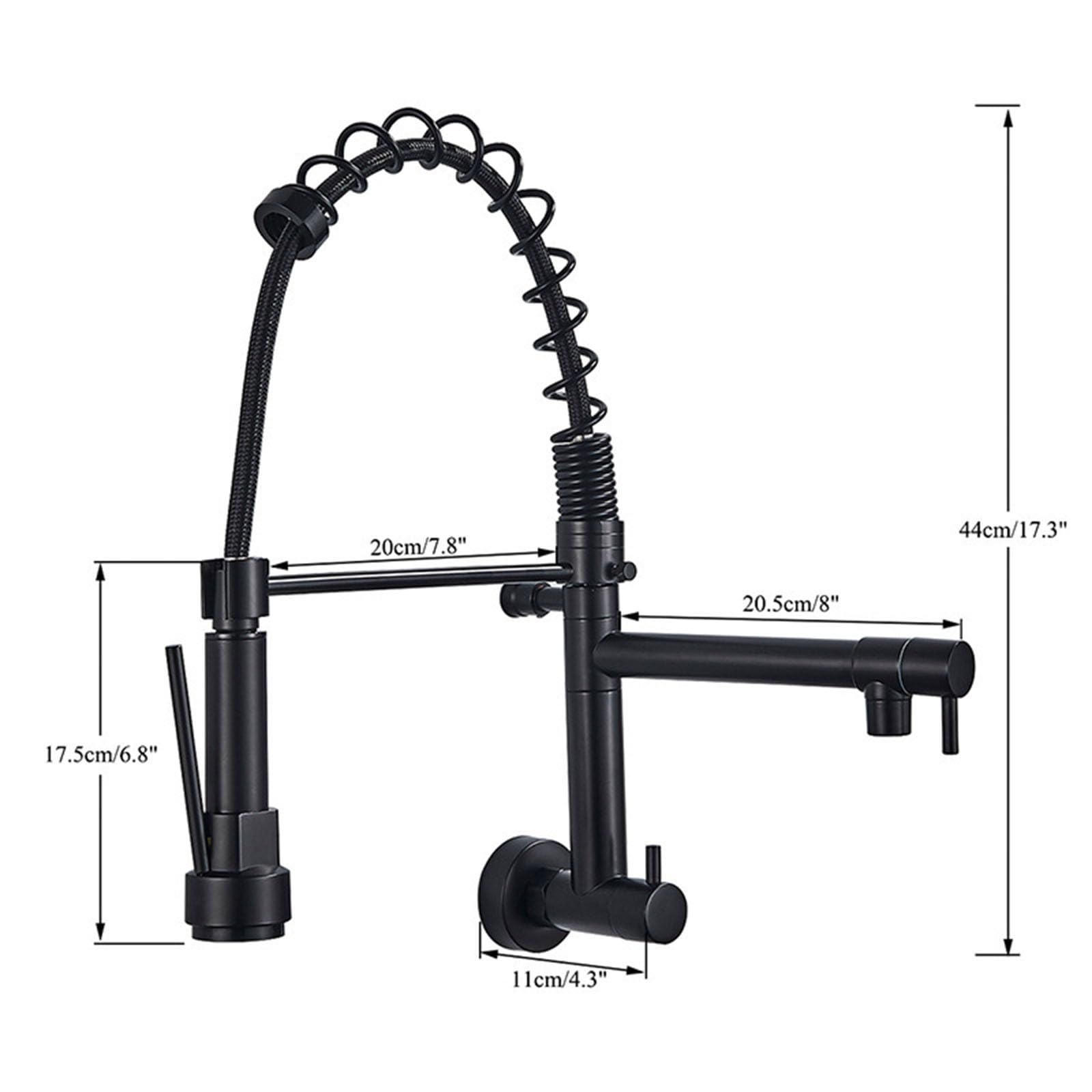 Grifo de Pared Cocina Solo Agua Fria Monomando Grifos Cocina Fregadero Extraible Muelle Rotación de 360°,negro