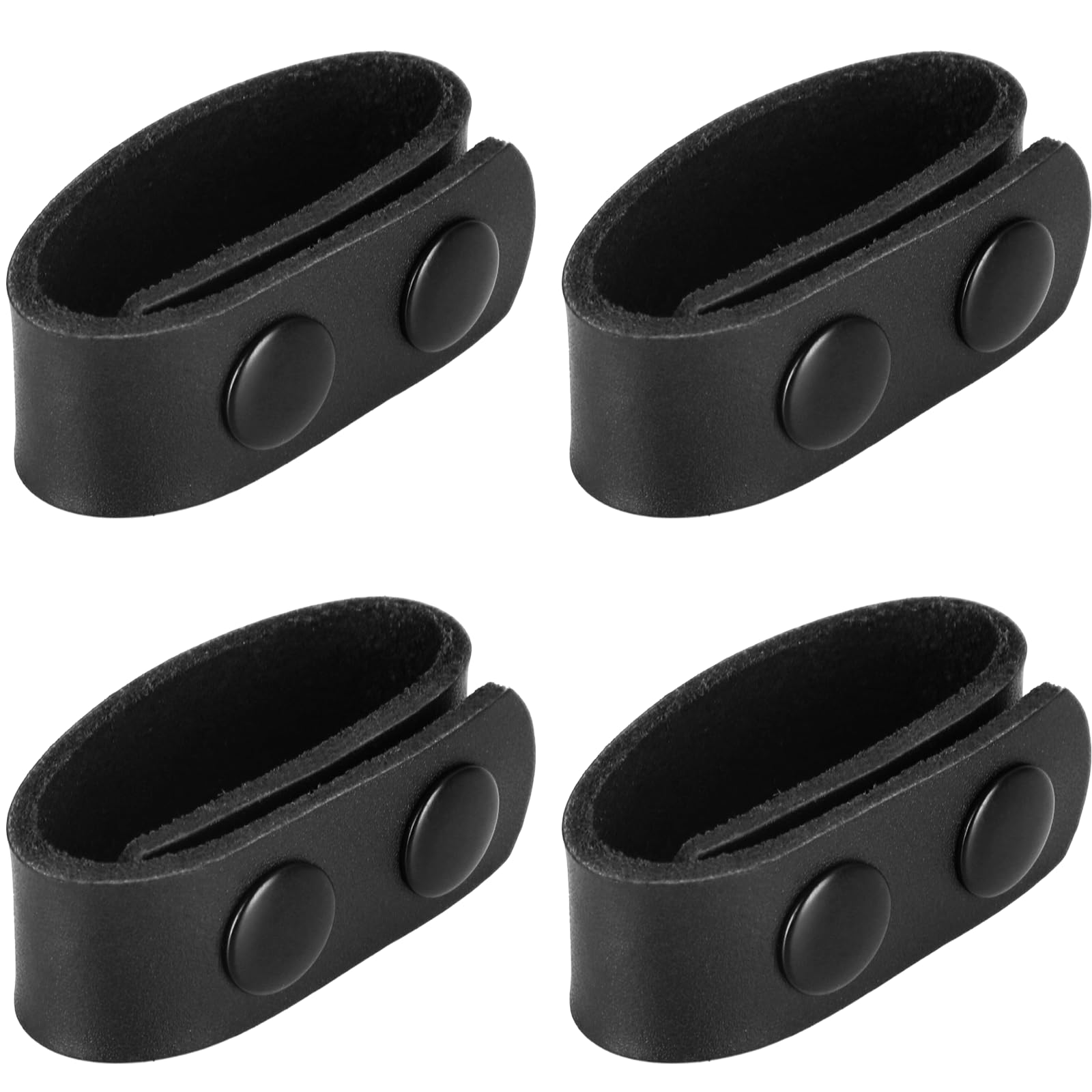 Belt Keepers for Duty Belt | Leather Double Snap | Fits 2" & 2.25" Wide Belts | 4-Pack | Tactical Police Military Gear Accessories