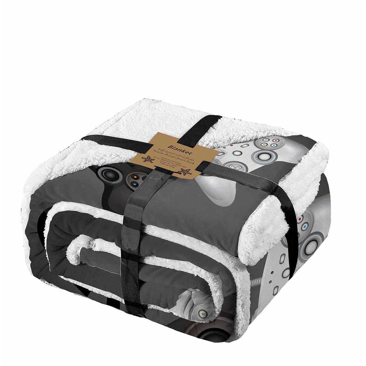 Coperta Sherpa Bambini E Adolescenti 3D Gamepad Anime Graffiti: Morbida E Soffice In Microfibra, 150x200 Cm, Grigio, Per Divano Letto Campeggio
