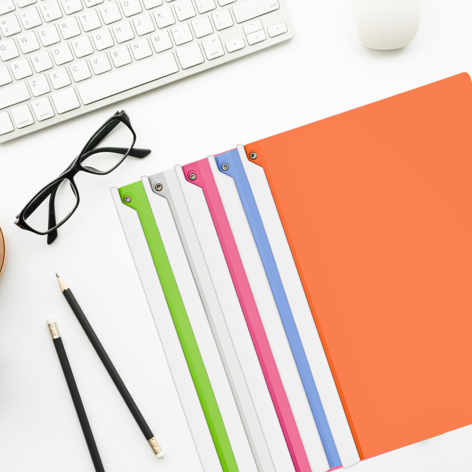 VANRA Copertine trasparenti per report con clip oscillante, confezione da 5 cartelle di presentazione in plastica per carta formato A4, organizer per documenti per scuola aziendale, 5 colori