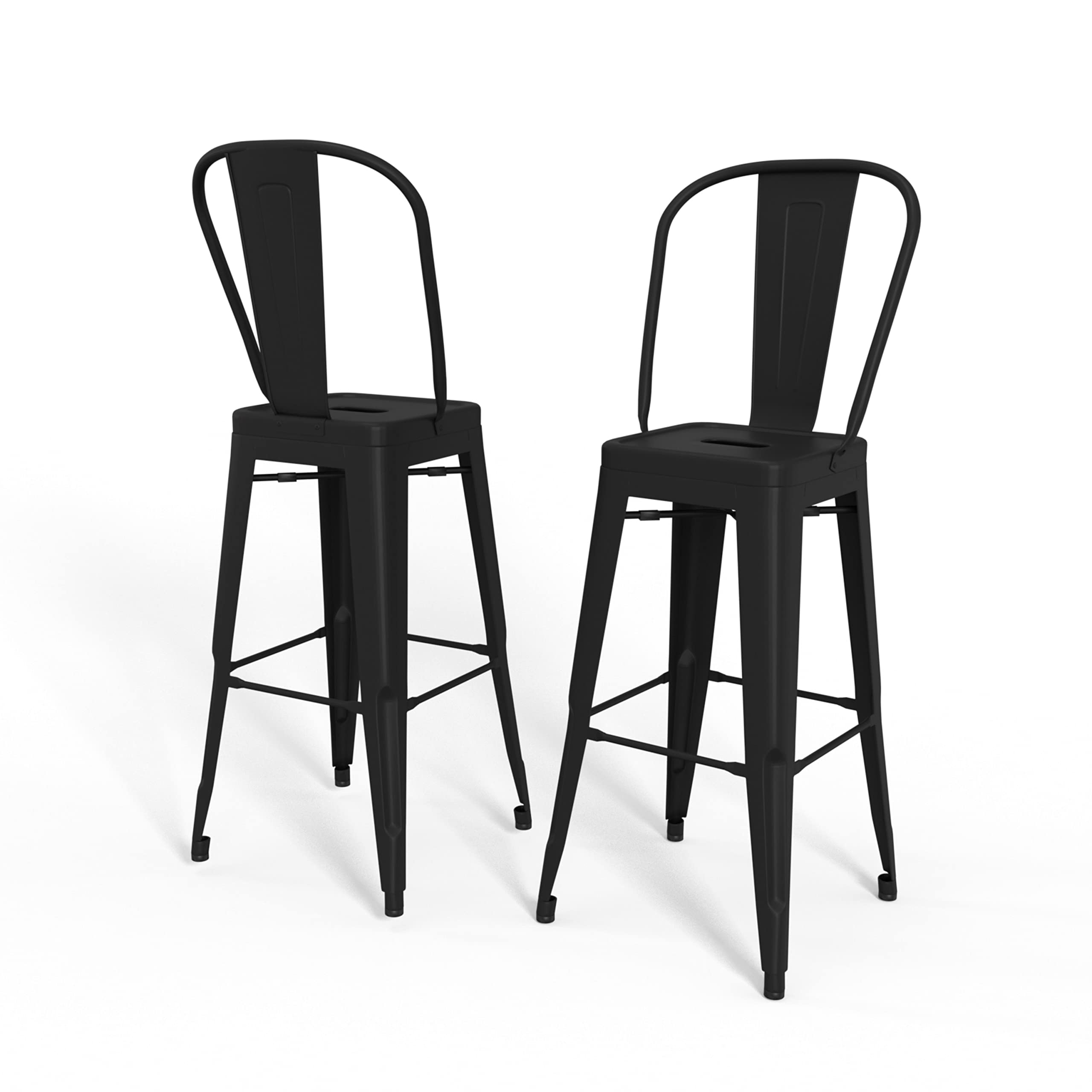 SIMPLIHOME Fletcher 30 inch Bar Height Stool, Black Metal, Square, Set of 2, for the Kitchen and Dining Room, Industrial