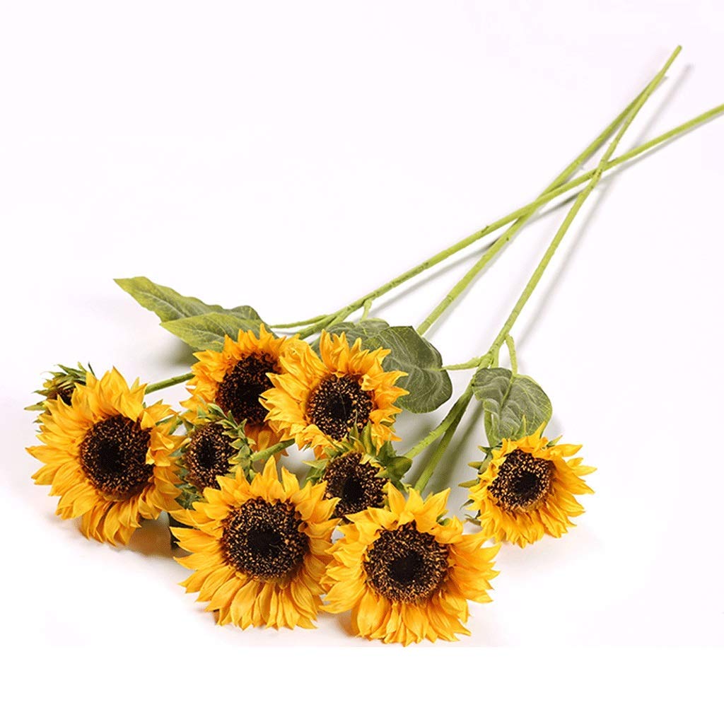 XDLEDMKIZ Artificial Flowers Sunflower Simulation Bouquet Home Living Room Bedroom Desktop Decoration Crafts Fake Flowers,A