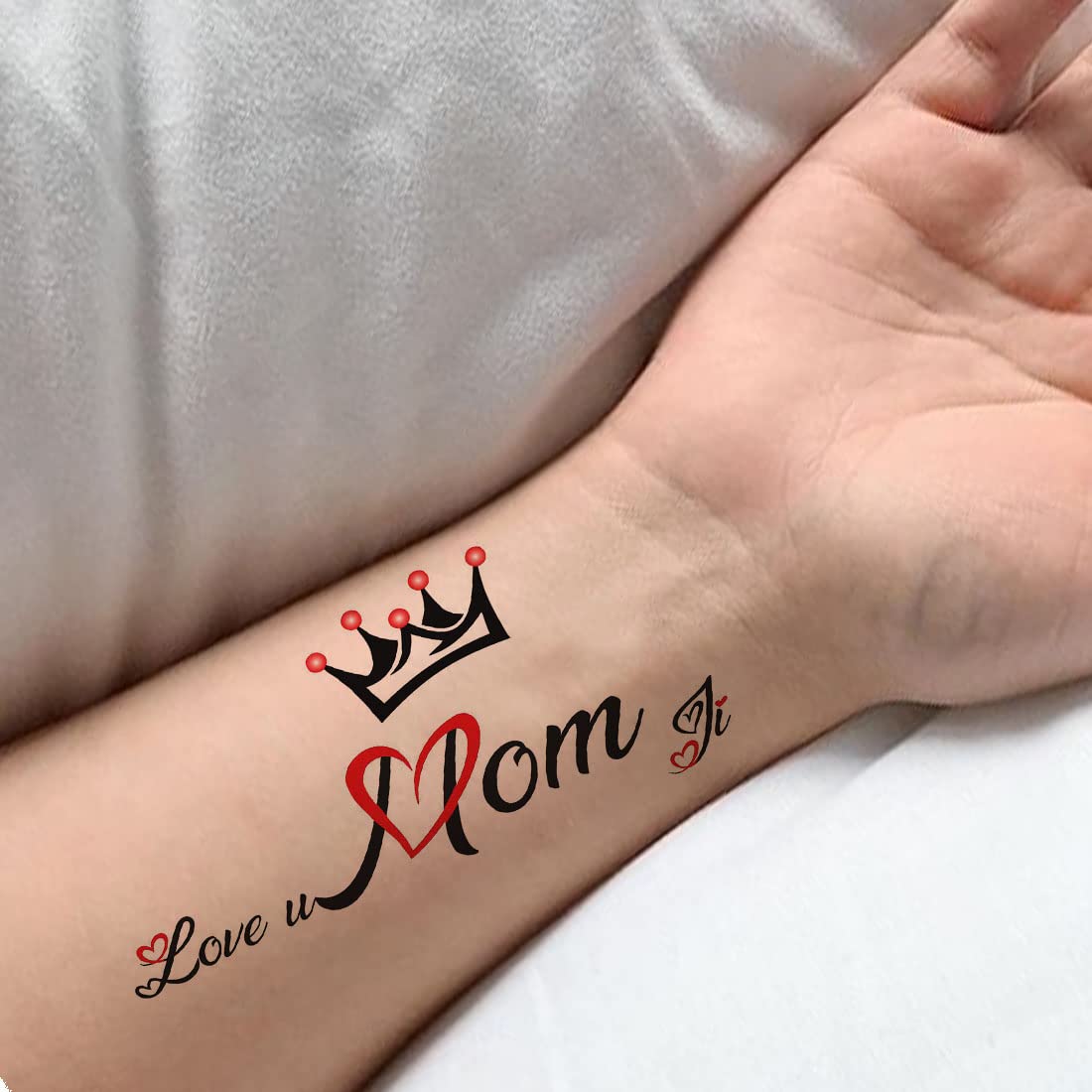 Love You Mom Ji Tattoo Crown Waterproof Men and Women Temporary Body Tattoo