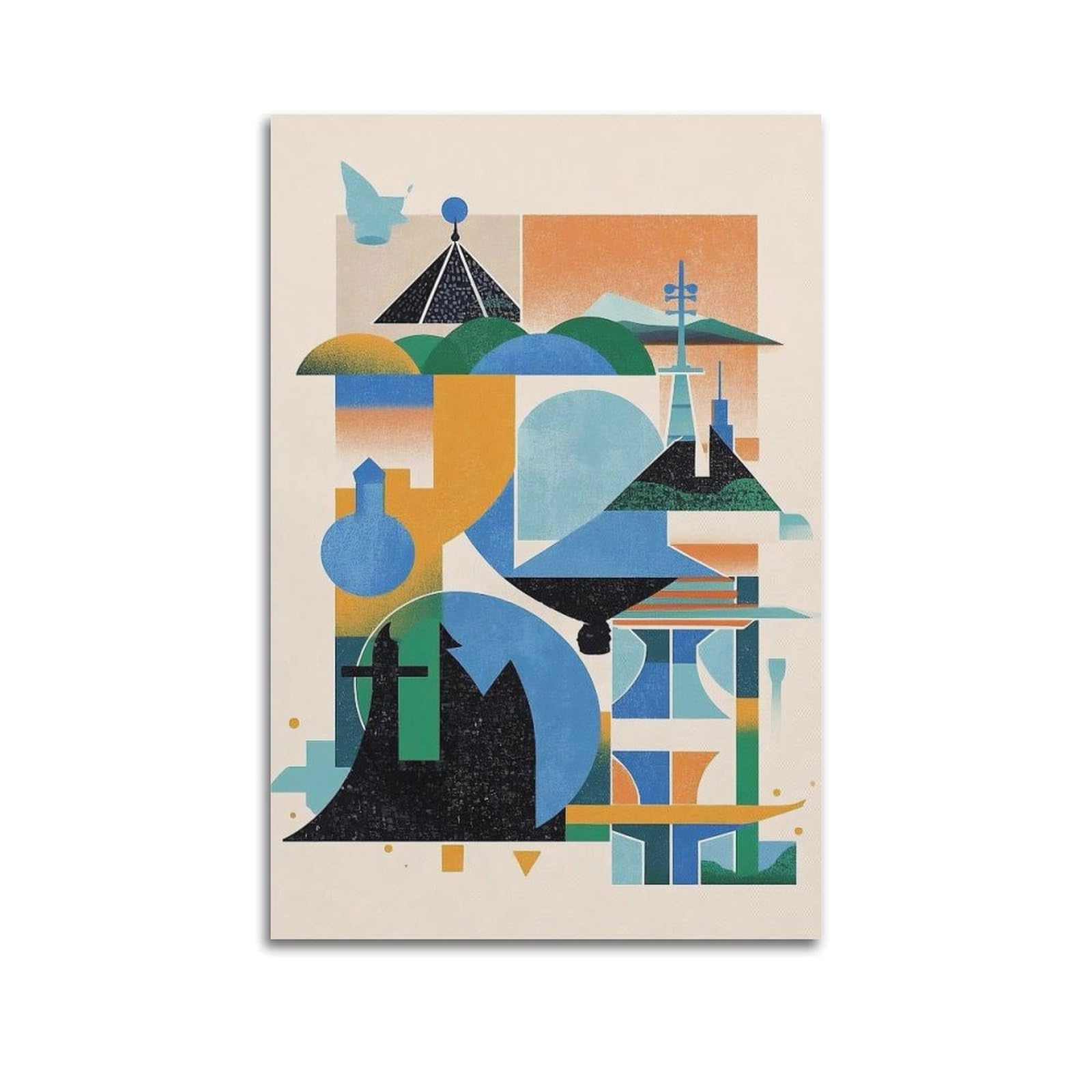 XKUGA Brasília City Abstract Geometric Skyline Poster Travel Style Modern Decorative Canvas Prints - Ideal Wall Art for Family, Man Cave, Game Room, Boys & Girls Bedroom 24x36inch(60x90cm)