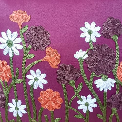 Image of LOFEY Satin Cushion Covers Set of 5 | 16 inch x 16 inch (40x40 cm) MultiFloral Decorative Sofa & Bed Pillow Covers for Living Room & Bedroom Decor (Without Filler) (Maroon)